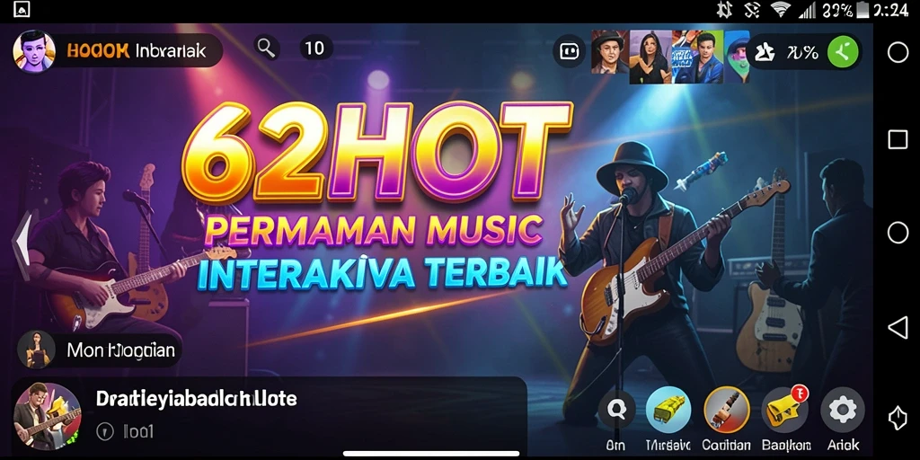 Screenshot gameplay 62HOT dengan alat musik virtual yang menarik.
