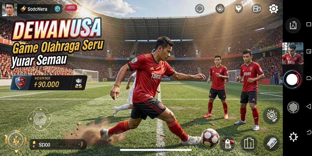 Tampilan menarik gameplay DEWANUSA dengan aksi olahraga seru.