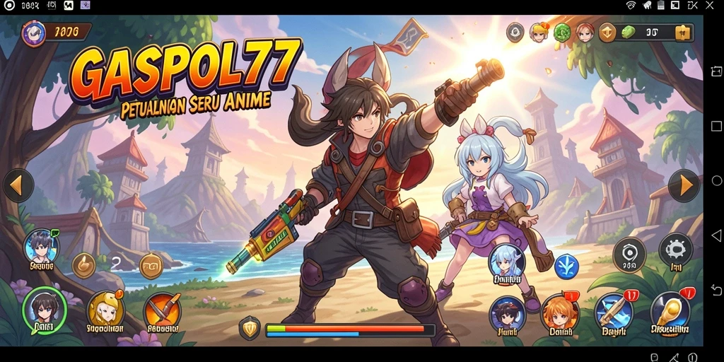 Tampilan gameplay GASPOL77 dengan karakter anime yang dinamis.