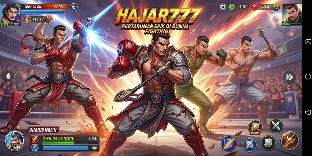 Screenshot utama HAJAR777 menampilkan pertarungan mendebarkan yang intens.