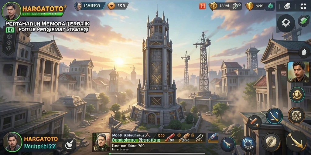 Gameplay intens HARGATOTO dengan menara dan strategi Tower Defense.