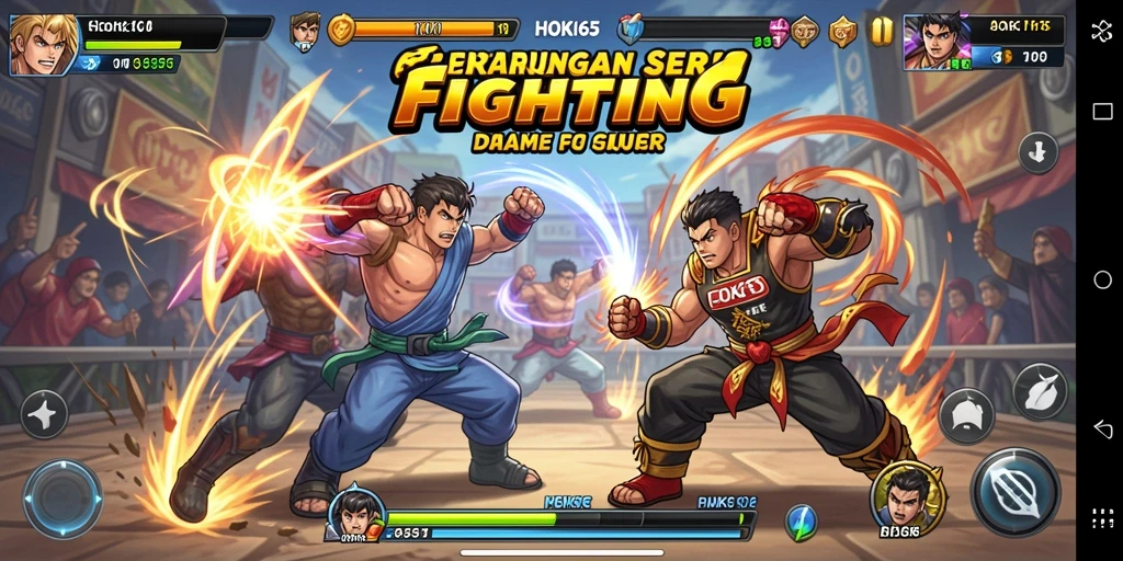 Tampilan gameplay HOKI65 yang penuh aksi dan karakter yang beragam.