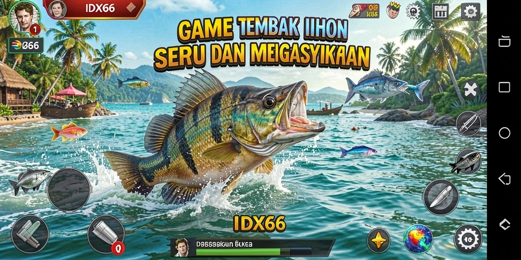 Screenshot gameplay IDX66 menampilkan serunya menembak ikan.