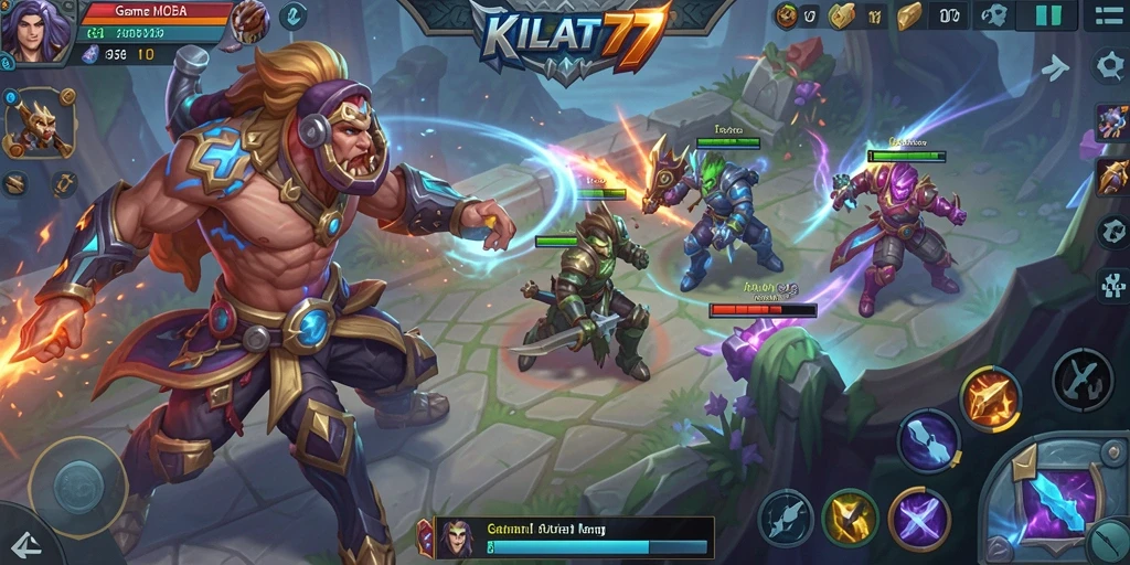 Tampilan seru dari gameplay KILAT77 yang penuh aksi MOBA.