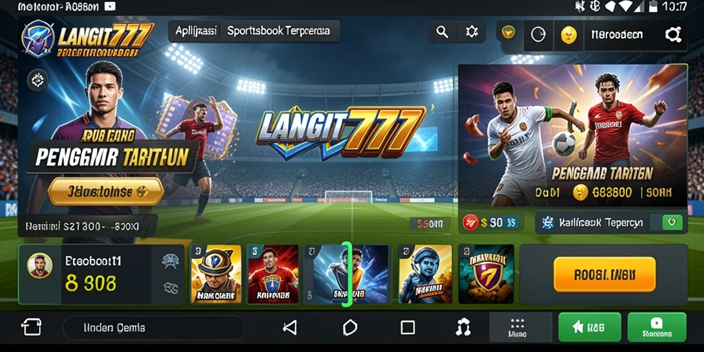 Screenshot menunjukkan antarmuka aplikasi LANGIT777 dengan berbagai opsi taruhan.