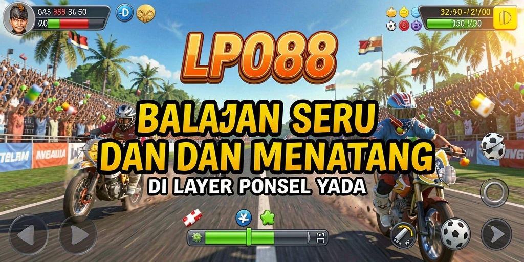 Tampilan gameplay LPO88 yang mendebarkan dengan mobil balap melaju di lintasan.