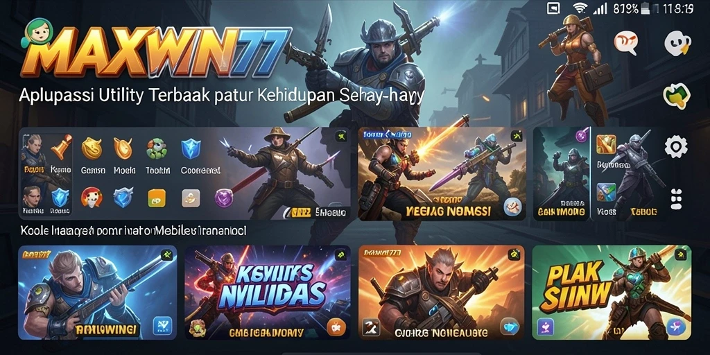Tampilan aplikasi MAXWIN77 dengan fitur-fitur Utility yang menarik.