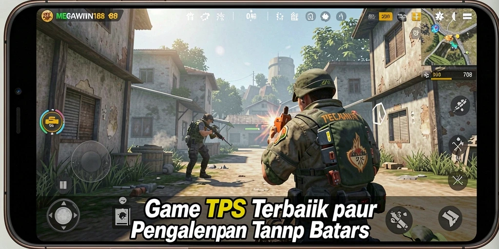 Tampilan mendebarkan gameplay MEGAWIN188 dalam aksi TPS.