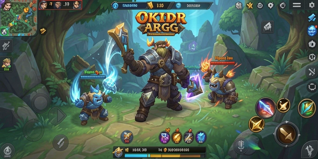 Screenshot gameplay <strong>OKIDR</strong> menampilkan pertempuran seru dan karakter yang dinamis.