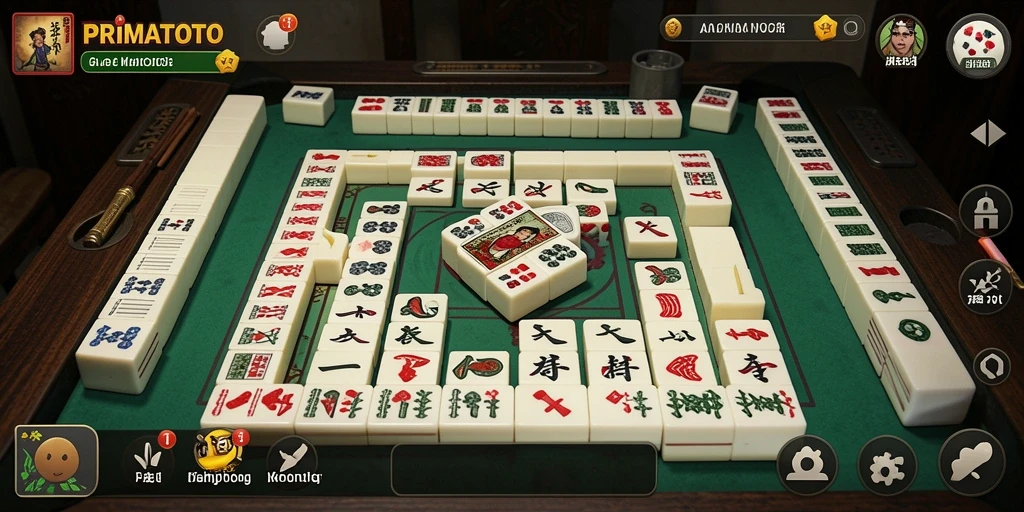 Tampilan gameplay yang menarik dari PRIMATOTO saat menyelesaikan puzzle Mahjong.