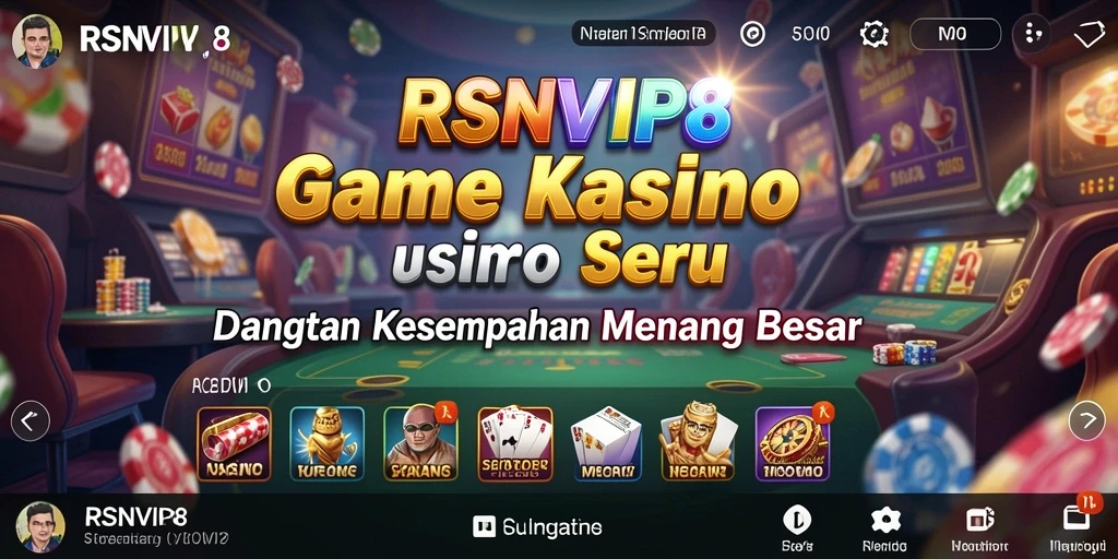 Tampilan gameplay RSNVIP8 yang mendebarkan dengan berbagai pilihan permainan kasino.