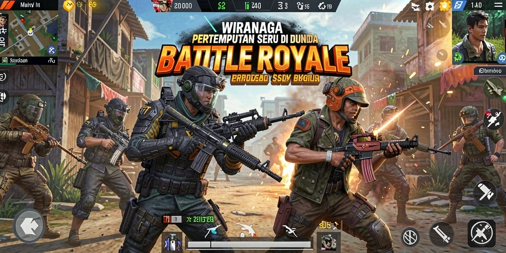 Tampilan aksi epik dalam gameplay <strong>WIRANAGA</strong> saat bertarung untuk bertahan hidup.